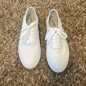 White canvas sneakers.